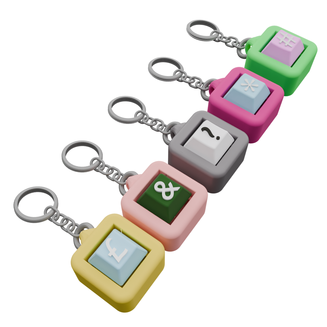 Pack of 5 Personalized Keycap Keychains – 1 Button Each