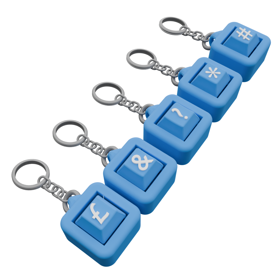 Pack of 5 Personalized Keycap Keychains – 1 Button Each