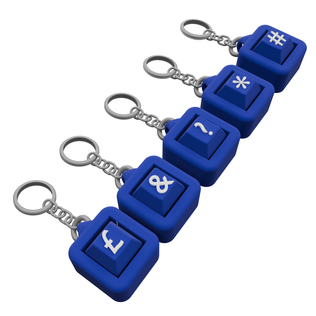 Pack of 5 Personalized Keycap Keychains – 1 Button Each
