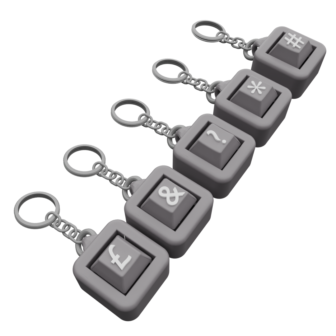 Pack of 5 Personalized Keycap Keychains – 1 Button Each