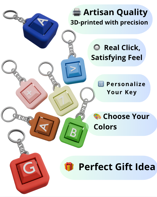 Pack of 5 Personalized Keycap Keychains – 1 Button Each