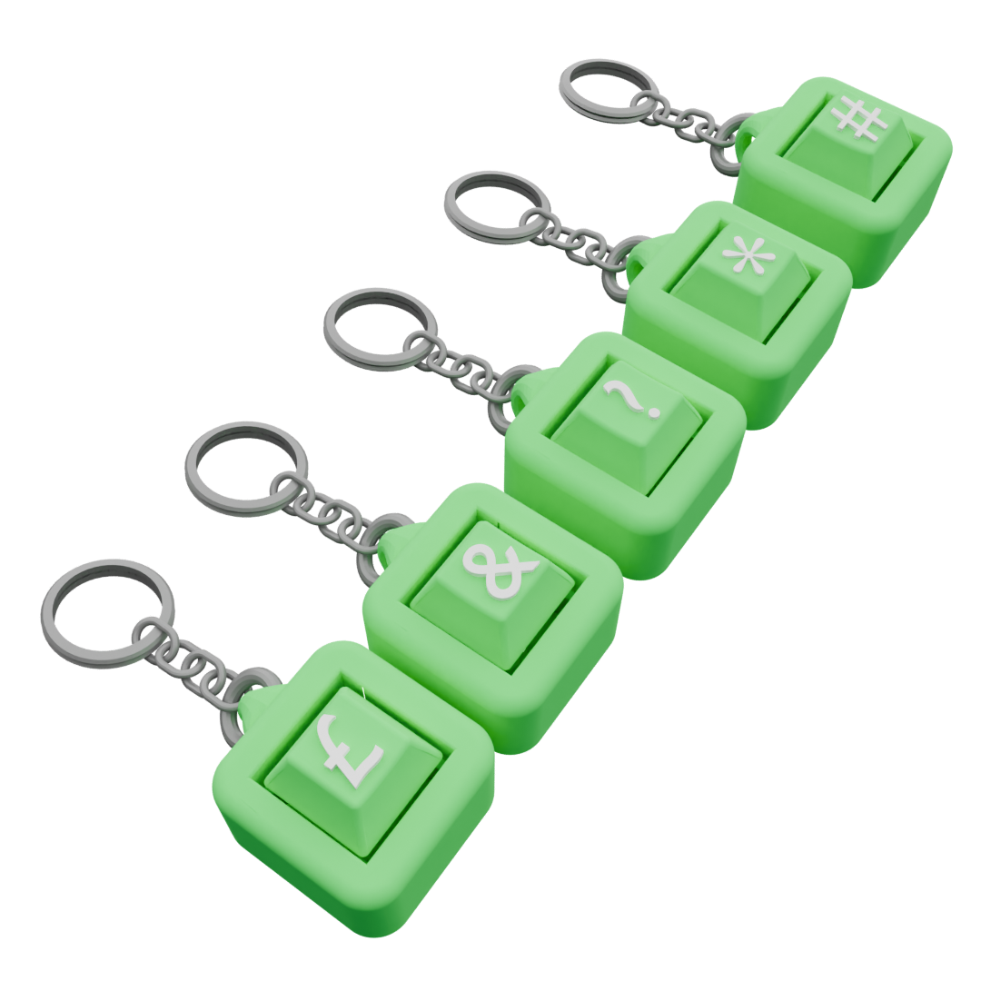Pack of 5 Personalized Keycap Keychains – 1 Button Each