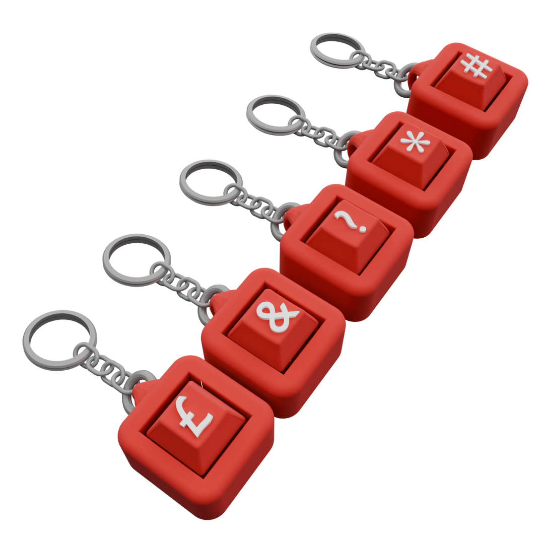 Pack of 5 Personalized Keycap Keychains – 1 Button Each