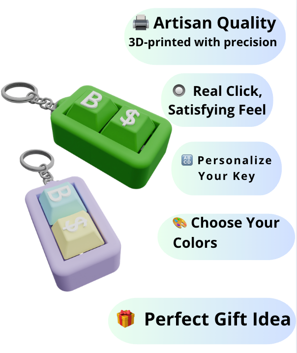 3-Pack Custom Mechanical Keychain – 2 Keycaps Each