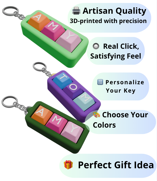 2 Custom Mechanical Keychain – 3 Keycaps Each
