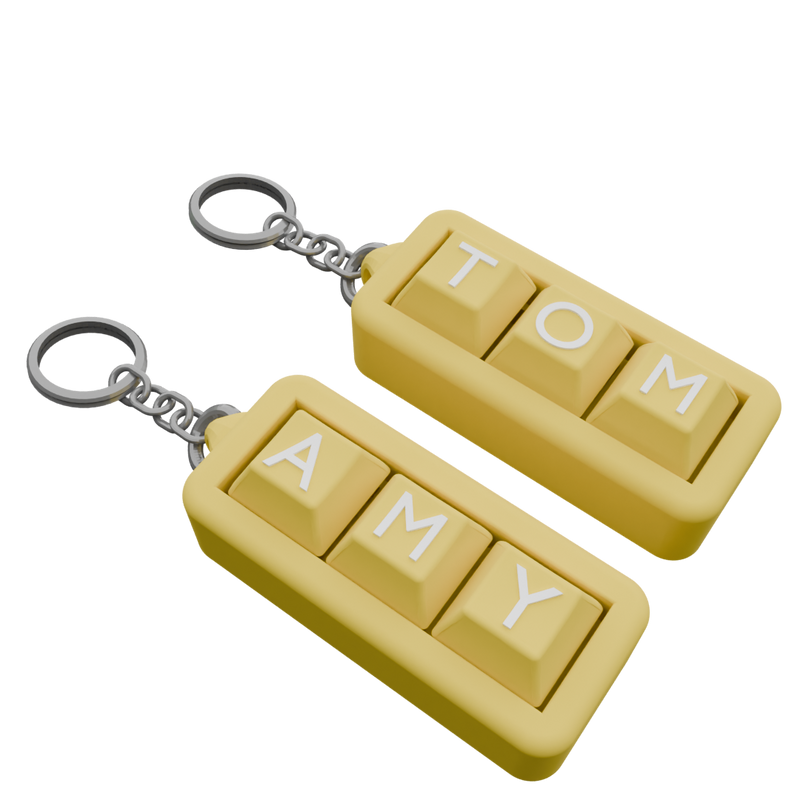 Custom Keycap Keychain Personalized 4-Key Clicky Keychain β Your Name, Your Color, Your Style ...